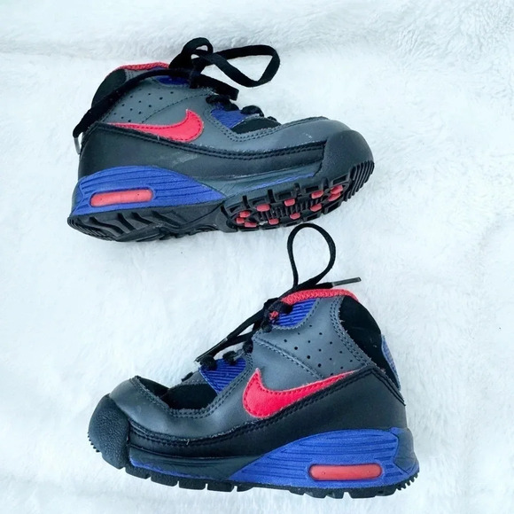 Nike Air Max 90 boys black and red hi top sneakers size 7 - Picture 2 of 7